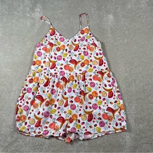 Loft Romper Summer Fruit White Colorful Adjustable Straps Shorts Women's Small P